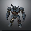 Sci Fi Mechanical Robot 3D Model With Blue Armor And Red Core