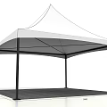 White Canopy Tent with Black Metal Frame and Spacious Structure for Outdoor Events