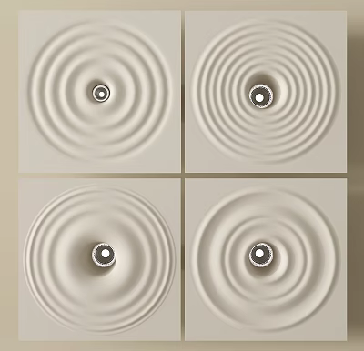 Water Ripple Lamp With Square Design And Round Center Decorative Lights 3d model