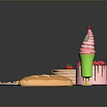 Assorted Delicious Foods Including Pancakes Cake Ice Cream Bacon Pizza And Bread