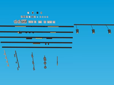 Various Styles of Downlights and Spotlights Including Mounting Brackets and Bulbs 3d model