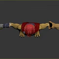 Game Movie Warrior Character With Red Hair Blue Armor Yellow Clothing And Standing Pose