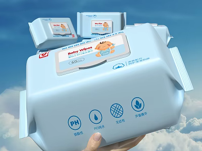 Gentle Baby Wipes With pH Balanced Formula Pure Water And Natural Ingredients 3d model