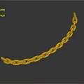 Golden Curved Chain Pendant With Shiny Reflective Surface On Gray Gradient Background 3d model