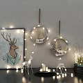 Cozy Decorative Lights in Home Interior with Framed Deer Art String Lights and Glass Cloche