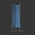 Stylish Modern Blue Room Divider With Three Fabric Panels And Metal Frame