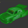 Light Blue Vintage Modified Car With Red Top Windshield Black Rear Spoiler And Streamlined Design