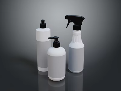Household Spray Bottles With White Bodies And Black Nozzles For Daily Use 3d model
