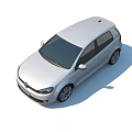 White Volkswagen Golf Modern Hatchback Car With Front View And Alloy Wheels