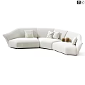 Modern Soft Fabric Curved Double Sofa With Multiple Neutral Color Options For Cozy Living Space