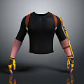 Character Outfit With Black Sleeveless Top Red Yellow Straps Arm Decorations And Yellow Black Gloves