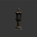 Traditional Lantern Shaped Decorative Ornament Set with Pagoda Roof and Carved Base for Home Decor