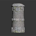 Medieval Stone Tower Featuring Detailed Brick Texture Circular Top And Layered Structure