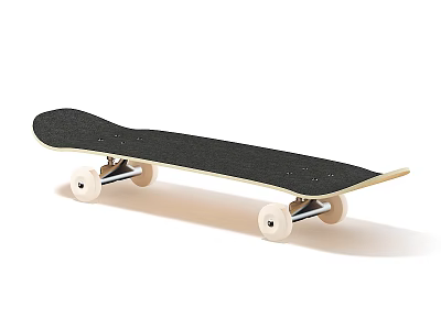 Durable Wooden Skateboard With Black Grip Tape And White Wheels For Sports Activities 3d model