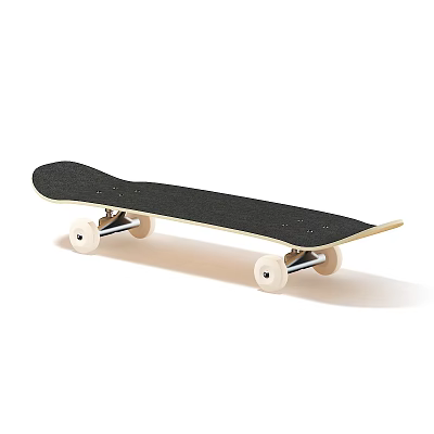Durable Wooden Skateboard With Black Grip Tape And White Wheels For Sports Activities 3d model