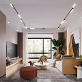 Modern Living Room Interior Design With Wooden Walls Large Windows Green Plants And Sofa