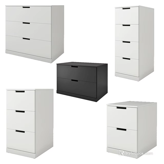 Modern Black And White Dressers With Multiple Drawers For Home Decor 3d model 