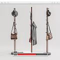 Wooden Coat Racks With Hats Bags And Gray Coat For Home Decor