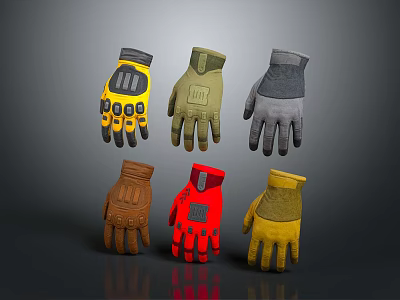 Various Styles And Colors Protective Work Gloves With Durable Material For Outdoor Activities 3d model