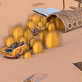 Desert Themed Sculpture Featuring Truck Flames And Airplane Wreckage Elements