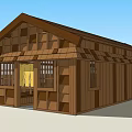 Traditional Wooden House Exterior With Sloped Roof And Timber Panel Walls