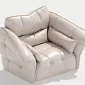 Light Colored Leather Single Sofa with Modern Stitched Design and Soft Cushions 3d model