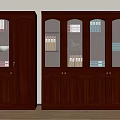 Dark Brown Wooden File Cabinets Featuring Glass And Wooden Doors With Books Folders Decorative Items