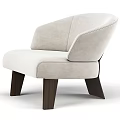Modern Beige Single Sofa With Fabric Upholstery And Wooden Legs Design