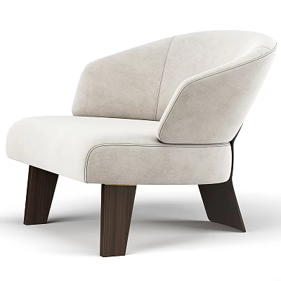 Modern Beige Single Sofa With Fabric Upholstery And Wooden Legs Design 3d model