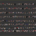 Large Group of Colorful Characters Arranged in Wave Like Shape With Gray Background Reflections