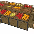 Wooden Fruit Display Shelves with Multi tier Storage Baskets and Sturdy Design