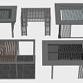 Modern Grille Table Structures With Geometric Metal Frames And Open Patterns 3d model