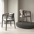Minimalist Accent Chairs With Wooden Frame Armrests And Soft Cushions In Light-Filled Interior