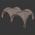 Gray Stone Arch Decorative Structure With Symmetrical Curved Design And Textured Surface