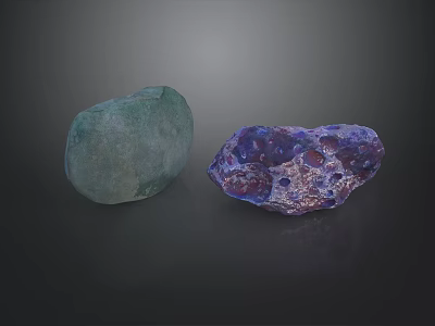 Natural Rockery Stones With Green And Purple Colors And Unique Natural Textures 3d model