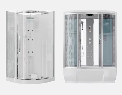 Modern Steam Shower Sauna With Glass Door And Control Panel Features 3d model