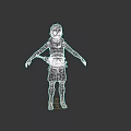 Game Movie Character 3D Model With Short Hair Red White Outfit And Belt
