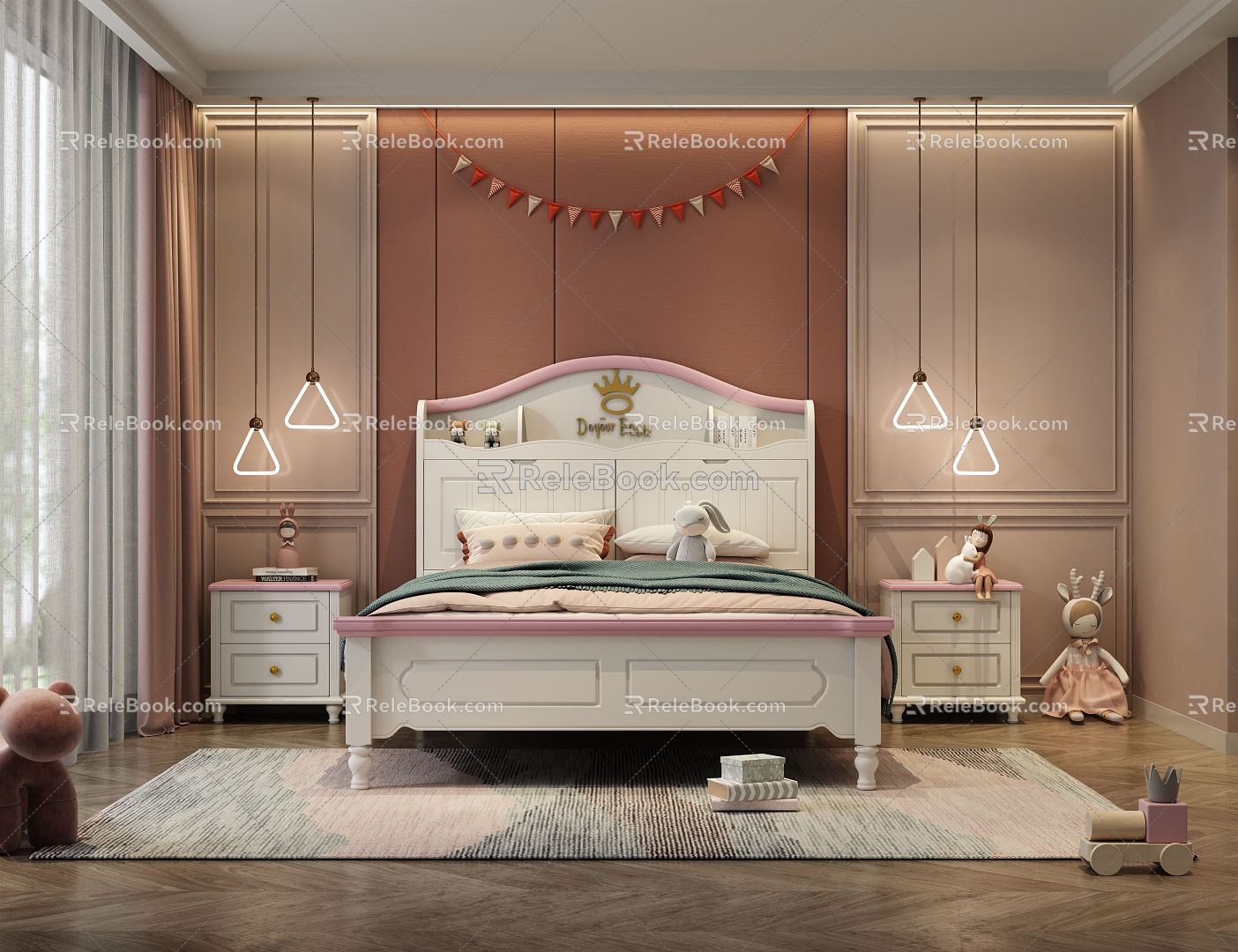 Jane Europe children's room children's room pink bedroom 3d model