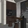 Modern Minimalist Solid Wood Tea Table And Chairs With Built In Storage Beside Large Window