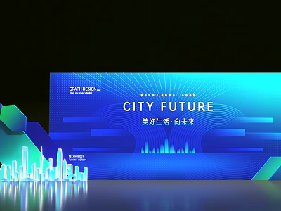 Great Leap City Future Urban Life Design With Modern Silhouettes And Blue Tones 3d model