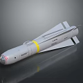 Gray Military Missile With Yellow Band And Rear Fins 3D Model