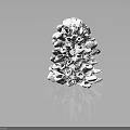 White Textured Plant Sculpture with Detailed Protrusions on Black Polished Surface and Reflection
