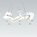 Elegant Petal Shaped Chandelier With White Shades And Gold Frame For Modern Spaces