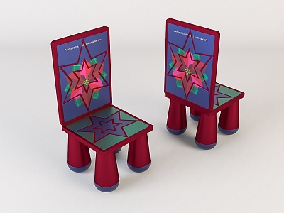 Modern Children's Chair Children's Cartoon Wooden Stool 3d model