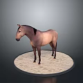 3D Model Horse Standing On Circular Light Colored Base With Gray Gradient Background