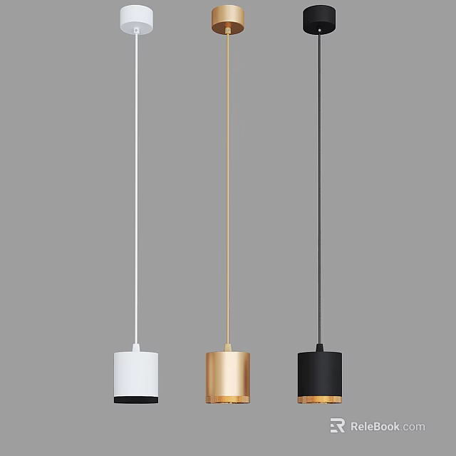 Modern Minimalist Pendant Lights in White Gold and Black Hanging Design 3d model 