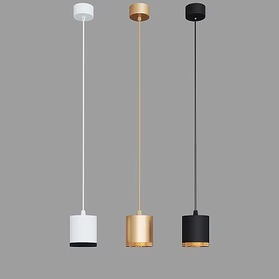 Modern Minimalist Pendant Lights in White Gold and Black Hanging Design 3d model