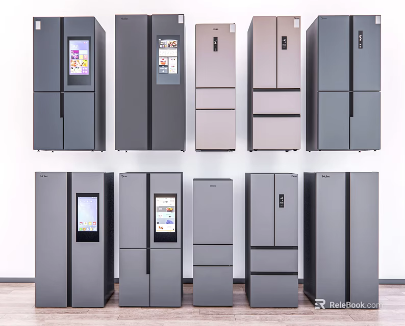 Contemporary Refrigerators and Freezers Featuring Modern Design Various Styles Different Colors And Smart Screens 3d model 