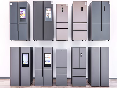 Contemporary Refrigerators and Freezers Featuring Modern Design Various Styles Different Colors And Smart Screens 3d model
