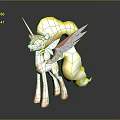 Animated Unicorn Character With Yellow White Mane Pink Wings And Orange Hooves